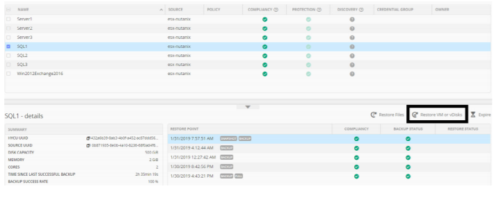 HYCU Protégé Virtual machines